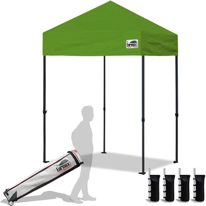 Eurmax USA 5'x5' Pop Up Canopy Tent Commercial Instant Canopies with Heavy Duty Roller Bag,Bonus 4 Sand Weights Bags (Field Green)