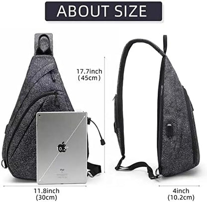 Water-Proof Sling bag/Crossbody Backpack/Shoulder Bag with USB Charging Port for Travel, Hiking, Cycling, Camping