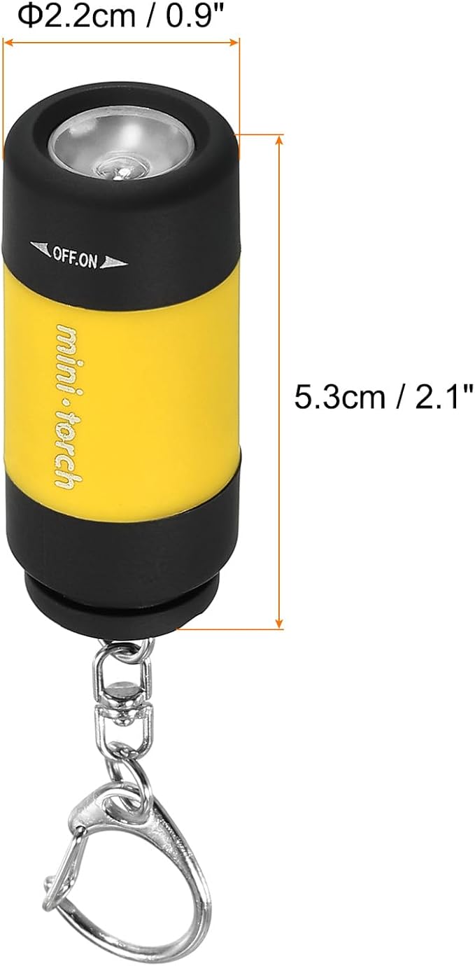 PATIKIL 2.1" Mini Rechargeable LED Keychain Flashlight, EDC Portable Small Torch with USB Charging for Everyday Carry, Yellow