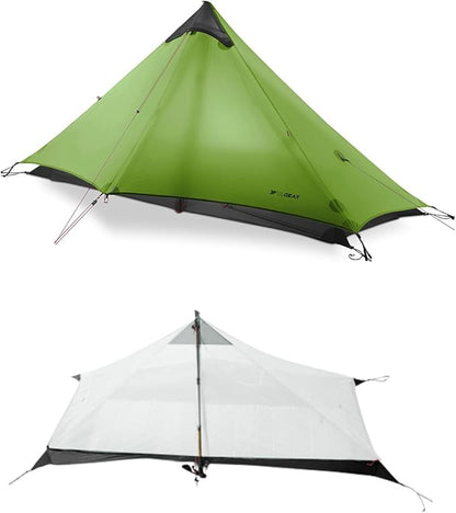 3F UL Gear Lanshan1 Ultralight Tent 3/4 Season Portable Backpacking Tent for 1-Person 15D Silicon Coated Waterproof Poleless Double Layer Tent for Camping, Climbing, Hiking