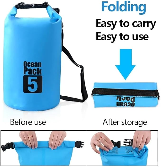 Waterproof Dry Bag 10L Custom PVC Sack Rafting Camping Hiking Backpack Kayak Sport Beach Gear Dry Bag (Blue)