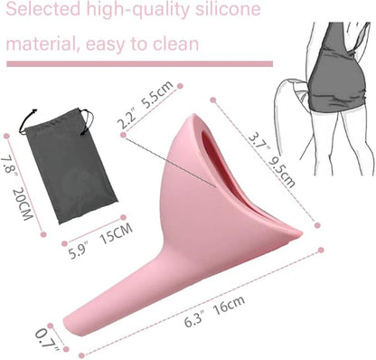 Ladies Urinal, Girls Silicone Urinal Portable, for Outdoor Activities, Camping, Reusable with Waterproof Bag