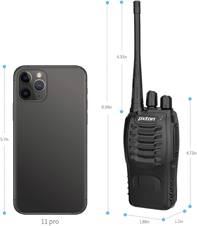 Rechargeable walkie talkies for Adults with Upgraded Earpieces and Li-ion Battery,Two Way radios has VOX/TOT/Emergency Alarm/Battery Low Alert/Flashlight/Scan Function（4 Pack）
