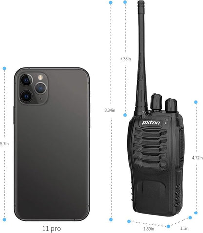 Rechargeable walkie talkies for Adults with Upgraded Earpieces and Li-ion Battery,Two Way radios has VOX/TOT/Emergency Alarm/Battery Low Alert/Flashlight/Scan Function（4 Pack）
