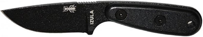 ESEE Knives Izula Fixed Blade Knife w/Survival Kit, Sheath & Clip Plate (Black Blade/Black G10 Handle/Black Sheath/Survival Kit)
