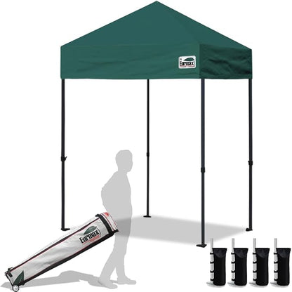 Eurmax USA 5'x5' Pop Up Canopy Tent Commercial Instant Canopies with Heavy Duty Roller Bag,Bonus 4 Sand Weights Bags (Forest Green)