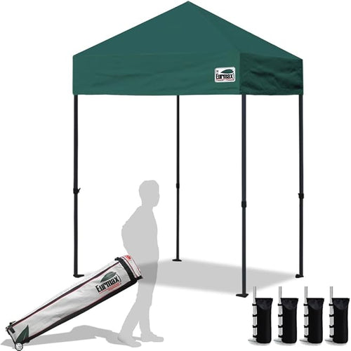 Eurmax USA 5'x5' Pop Up Canopy Tent Commercial Instant Canopies with Heavy Duty Roller Bag,Bonus 4 Sand Weights Bags (Forest Green)