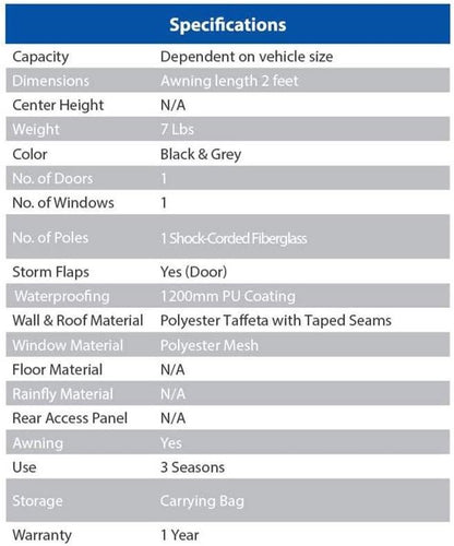 Napier Sportz Cove SUV Tailgate Tent with Awning Shade and Mesh Screen Door (Mid to Full Sized SUV's and Minivans)