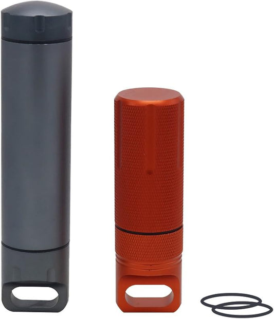 HRX Package Waterproof Outdoor EDC Survival Container Capsule, Airtight Aluminum Pill Bottle Organizer, Match Seal Storage Case, Camping Essentials Emergency Tool