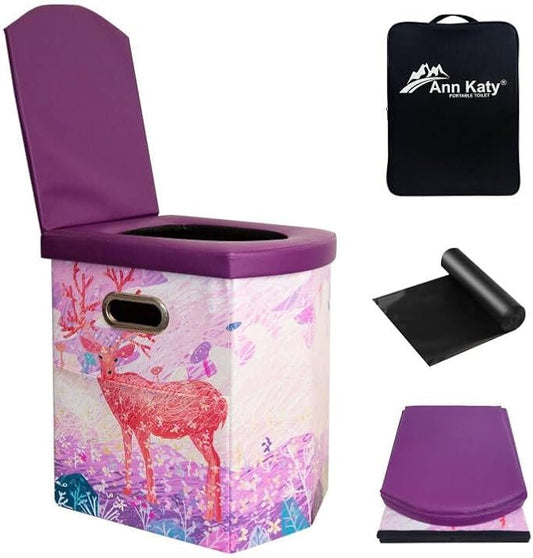 Upgrade XL Portable Toilet for Adults, Extra Large Portable Travel Floding Toilet, Camping Tall Toilets with Lid for Adults and Kids Compact Potty for Car,Hiking,Beach and Camping…