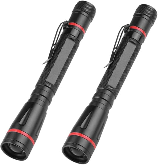 LUXJUMPER 2 Packs Pen Flashlights, 100 Lumens Bright Small Flashlight 3 Modes, Powered by AAA Batteries, Water Resistant, Tail Switch Pocket EDC Flashlight with Clip for Camping, Emergency, Gift