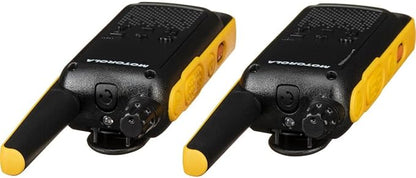Motorola Solutions, Portable FRS, T470, Talkabout, Two-Way Radios, Emergency Preparedness, Rechargeable, 22 Channel, 35 Mile, Black W/Yellow, 2 Pack