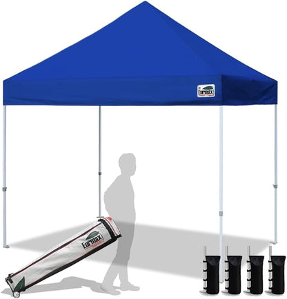 Eurmax USA 8'x8' Pop Up Canopy Tent Commercial Instant Canopies with Heavy Duty Roller Bag,Bonus 4 Sand Weights Bags (Blue)