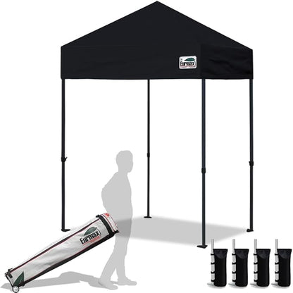 Eurmax USA 5'x5' Pop Up Canopy Tent Commercial Instant Canopies with Heavy Duty Roller Bag,Bonus 4 Sand Weights Bags (Black)