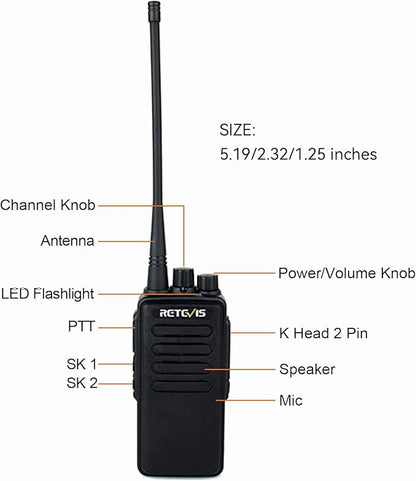 Retevis RT1 Long Range Walkie Talkies,High Power 2 Way Radio with 3000mAh Rechargeable,Emergency Alarm Walkie Talkie for Hunting(2 Pack)