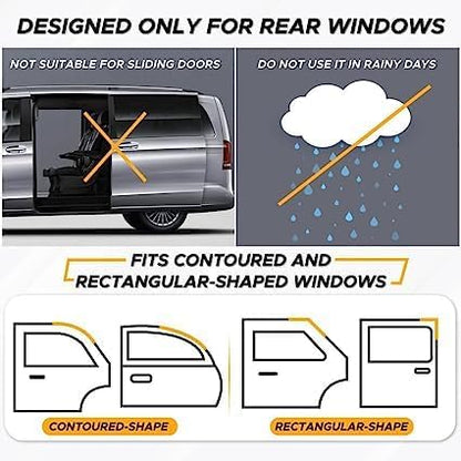 EcoNour Car Window Shades for Baby (Pack of 2) | Sun Shade for Car Heat and UV Protection | Adjustable Elastic Fabric Side Window Shade for Baby | Rear Side Window Sunshade (Large 38"x21")