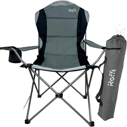 Camping Folding Chairs | Heavy Duty | Supports 250 LBS | Steel Frame | Collapsible with Cup Holder | High Back | 21" D x 36" W x 42" H