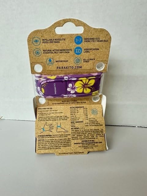 PARA'KITO Bug & Mosquito Bracelets for Kids | Mosquito Spray Alternative | Waterproof, Outdoor Insect Wristband w/Natural Essential Oils | Hiking, Trekking & Camping Accessories (Purple Hawaii)