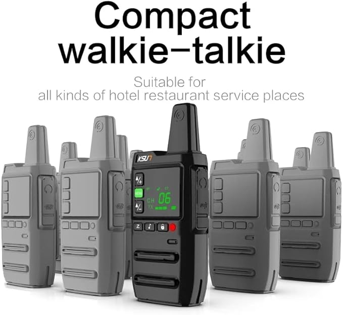 KSUN Walkie Talkies for Adults Rechargeable with Earpiece 22 FRS Channels LCD Screen,VOX Flashlight Rechargeable Battery Portable for Cruise Camping Hiking GZ20 (4 Pack)
