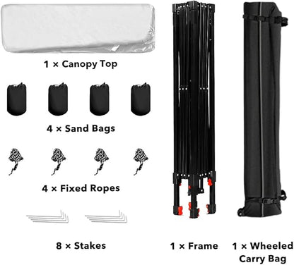 KAMPKEEPER Canopy Tent,Outdoor Canopy,10x10 Pop Up Canopy Tent for Commercial Garden Wedding Camping Party,3 Adjustable Height with Ropes and 4 Stakes (White)