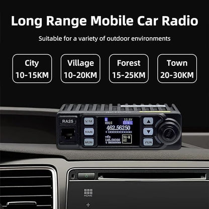 Retevis RA25 Dual Band Mobile Radio, Mini Mobile Transceiver with MR100 High Gain Antenna, 500 Channels, FM radio, Emergency Alarm, VOX, Long Range Mobile Two Way Radio for Traveling Farm