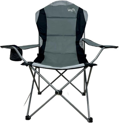 Camping Folding Chairs | Heavy Duty | Supports 250 LBS | Steel Frame | Collapsible with Cup Holder | High Back | 21" D x 36" W x 42" H
