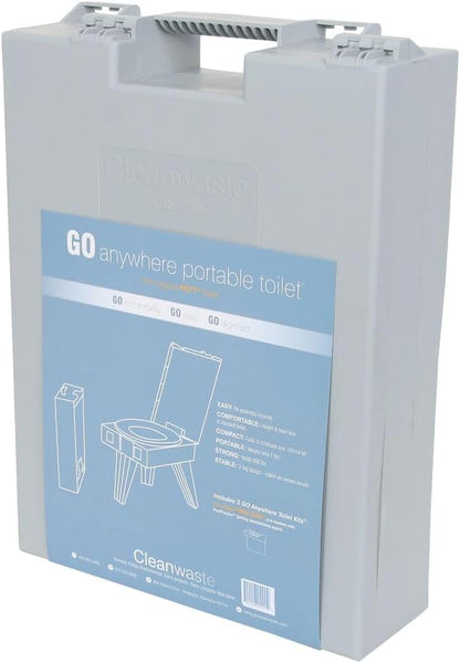 GO Anywhere Complete Portable Camping Toilet - For Camping, Hunting, Fishing and More - Comes with 3 Bonus Toilet Kits (Waste Bag with Poo Powder, Zip-Close Storage Bag, Toilet Paper & Hand Sanitizer)