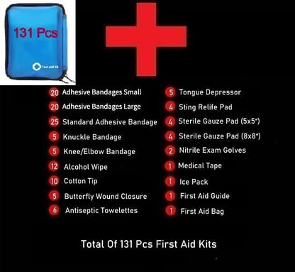 Galaxy 131 Pcs First Aid Kits Tool for Survival Emergency Trauma Military Combat Tactical Medical Hunting Camping Hiking IFAK EMT Bag (131 Pcs Blue First Aid Kits)