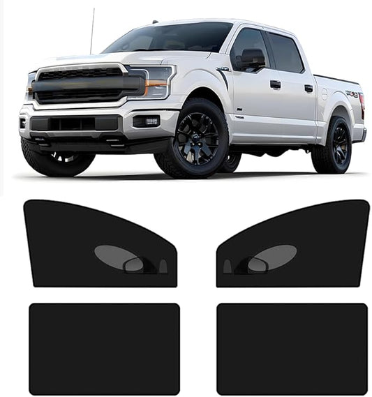 [2025] XL Truck Car Window Screens Shades for Large SUV Pickup 4 Pcs Car Bug Mosquito Net Camping Protector Elastic Mesh Netting Front Rear Side Window Kids Babies(Extra Large)