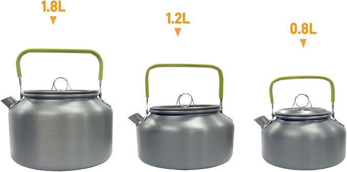 1.8L Camping Kettle, Hard-Anodized Aluminum Portable Campfire Kettle for Open Fire, Outdoor Camp Tea Coffee Pot for Stove Top, Backpacking, Hiking, Picnic and Traveling