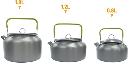 1.8L Camping Kettle, Hard-Anodized Aluminum Portable Campfire Kettle for Open Fire, Outdoor Camp Tea Coffee Pot for Stove Top, Backpacking, Hiking, Picnic and Traveling