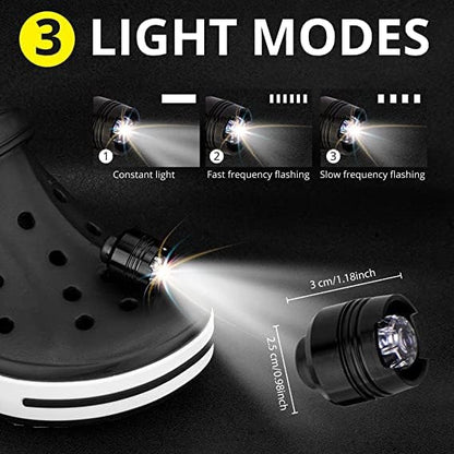Wearable Croc Lights for Shoes - Headlights for Croc, Shoe Decoration Charms A Must-Have Accessory for Nighttime Activities, Perfect for Walking, Jogging, Hiking, Camping-2PCS