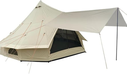 DANCHEL OUTDOOR B2A Waterproof Roomy Interior Yurt Tent, No Center Pole Bell Tent 4/8 Person Family Camping Glamping, 4 Season Hot Tents with Stove Jack 300D Oxford Nylon, 13ft/16.4ft Khaki