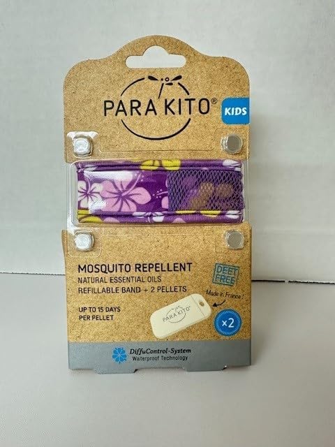 PARA'KITO Bug & Mosquito Bracelets for Kids | Mosquito Spray Alternative | Waterproof, Outdoor Insect Wristband w/Natural Essential Oils | Hiking, Trekking & Camping Accessories (Purple Hawaii)