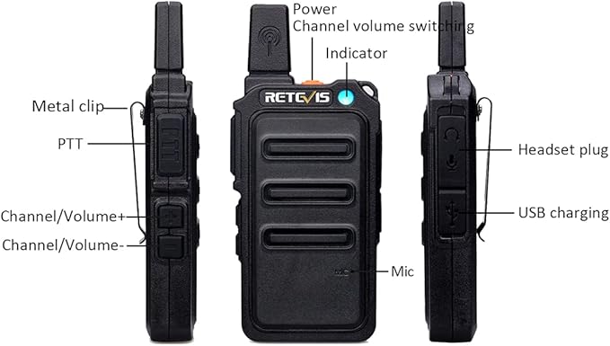Retevis RT19 Walkie Talkies Rechargeable FRS 22 Channel 1300mAh Lightweight Small Two Way Radio Long Range Walky Talky for Neighborhood Skiing Gift Hunting(2 Pack)
