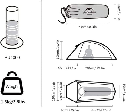 Naturehike Cloud-Up 1 Person Tent, Lightweight Backpacking Tents for One Man, Waterproof Ultralight One Person Tent for Camping Hiking Backpacking