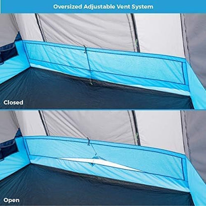 CORE Instant Cabin Tents with LED Lights | 6 Person / 9 Person / 12 Person Family Multi Room Lighted Pop Up Tents for Camping | Included Storage Pockets for Camping Accessories