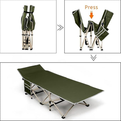 Yaheetech Folding Camping Cot, Portable Military Canvas Sleeping Bed, Outdoor Comfortable Lightweight Bed with Carry Bag for Hiking, Backpack Travel, Home & Office