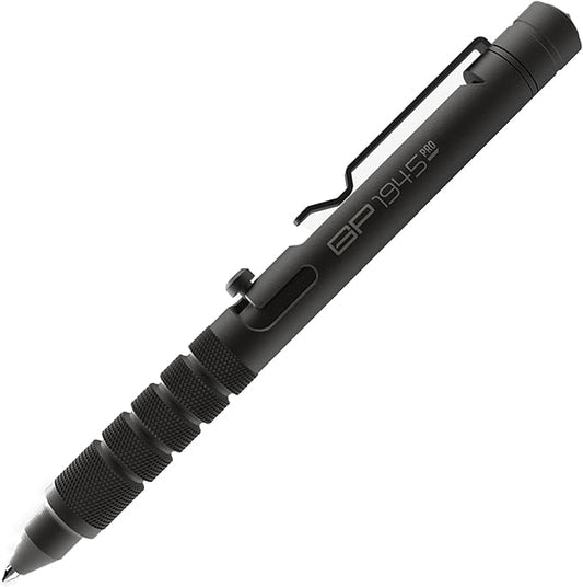 GPCA - GP 1945 Bolt Action Pen PRO, EDC Pen Multitool with Rescue Whistle, Survival Gear for Camping and Roadtrip, Measurement on grip, Aluminum, Jet Black