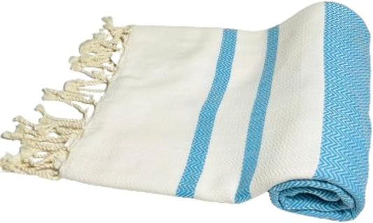 Breathable Airplane Keep Warm Travel Blanket Towel Quick Dry Comfortable Cotton Oversized 39" x 72" Compact Portable Essentials Quick Dry Beach Towel Car Camping (Turquoise Blue)