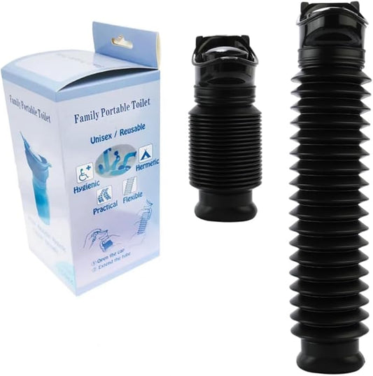 Portable Mini Outdoor Camping Travel Shrinkable Personal Mobile Toilet Bottle,Unisex Adjustable Emergency Urinal Portable Toilet for car 750ml (Black)