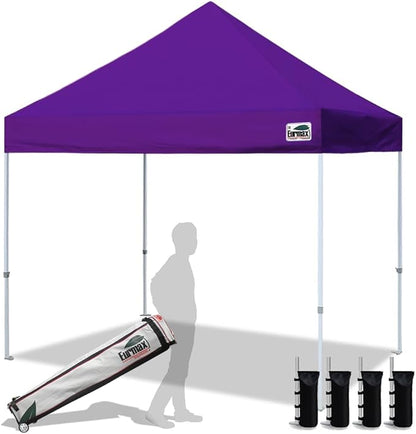 Eurmax USA Standard 10x10ft Patio Pop Up Canopy Tent for Outdoor Events Commercial Instant Canopies with Heavy Duty Roller Bag,Bonus 4 Canopy Sand Bags (Purple)