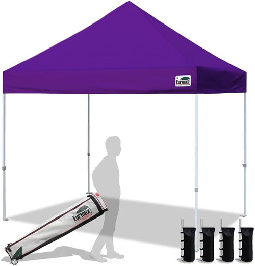 Eurmax USA Standard 10x10ft Patio Pop Up Canopy Tent for Outdoor Events Commercial Instant Canopies with Heavy Duty Roller Bag,Bonus 4 Canopy Sand Bags (Purple)