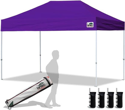 Eurmax USA 8'x12' Pop Up Canopy Tent Commercial Instant Canopies with Heavy Duty Roller Bag,Bonus 4 Sand Weights Bags (Purple)