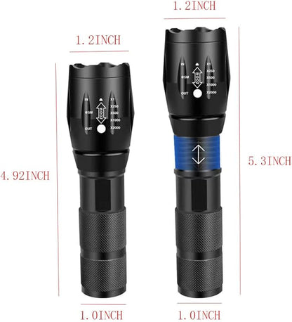Two-in-one Flashlight with White Light and Blue Light，Blue Flashlight Rechargeable，Outdoors Zoom Blood Light for Observation Flashlight ，2 Modes.