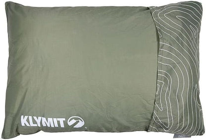 Klymit Drift Shredded Memory Foam Camping Pillow and Insulated Static V Inflatable Sleeping Pad Bundle for Outdoor Use