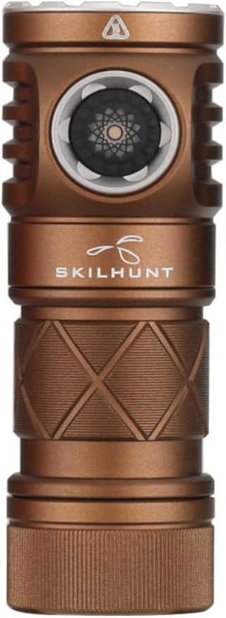 SKILHUNT EC200S-Mini 1400+570 lumens Dual Channel Powerful EDC USB-C Rechargeable LED Flashlight - Lightweight, Compact Pocket Light Camping Hiking Running Waterproof Outdoor (High CRI 4500K, Brown)