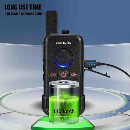 Retevis RB45 Rechargeable Walkie Talkies Long Range,Portable 2 Way Radio for Adults,Emergency Alarm,Dual PTT Two Way Radios for Cruise Camping Family Outdoor(4 Pack)