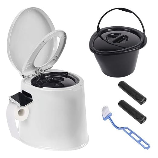 Camping Toilet, Portable Toilet for Adults & Kids, 5.3 Gallon Camping Toilet with Detachable Inner Bucket and Removable Toilet Paper Holder (White)