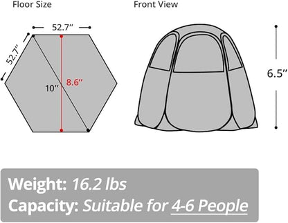 LEEDOR Pop Up Screen House Tent, UPF 50+ and Windproof Dome Outdoor Canopy Tent with Roll Up Zipped Door Privacy Gazebo, Compact and Lightweight for Party Camping Fishing Picnic, Grey